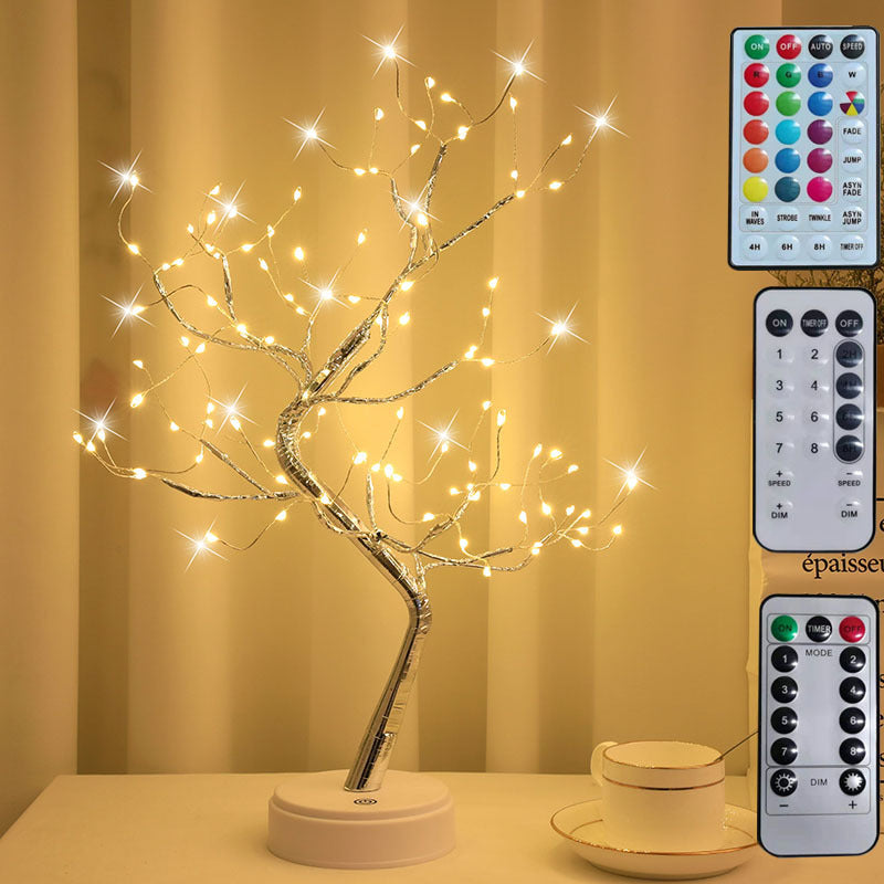 LED Tree Table Lamp, New Colored Light, Starry Sky LED, Copper Wire, Rice Tree Lamp