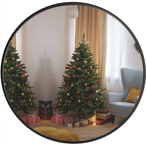 Round Mirror with Luxury Flower Wreath