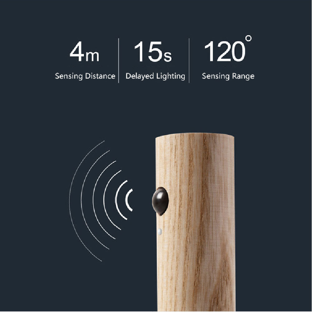 Auto LED USB Magnetic Wood Wireless Night Corridors Porch Lights PIR Motion Sensor Wall Light Cabinet Lamp