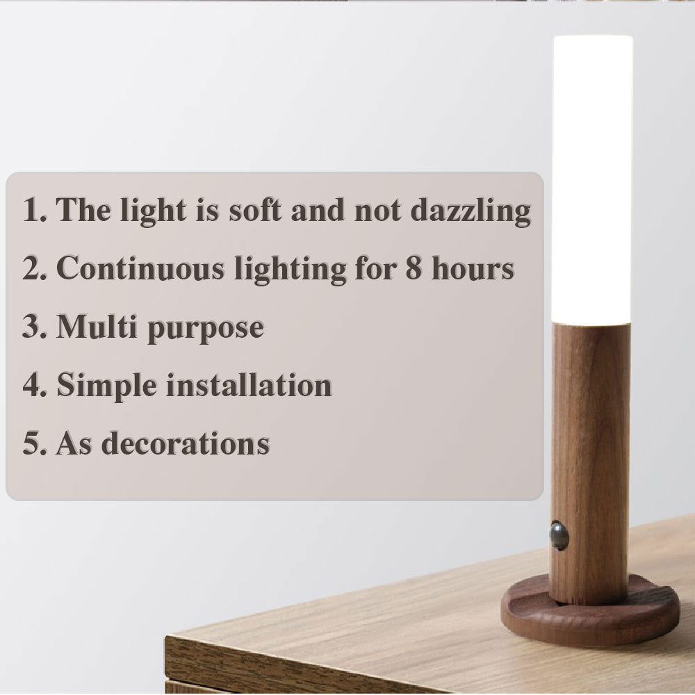 Auto LED USB Magnetic Wood Wireless Night Corridors Porch Lights PIR Motion Sensor Wall Light Cabinet Lamp