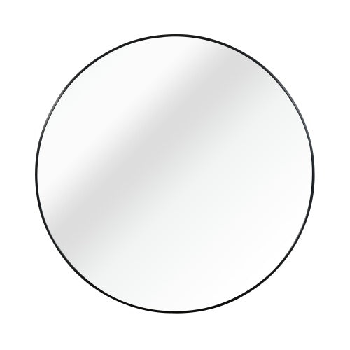 Black 16 Inches Metal Round Bathroom Mirror