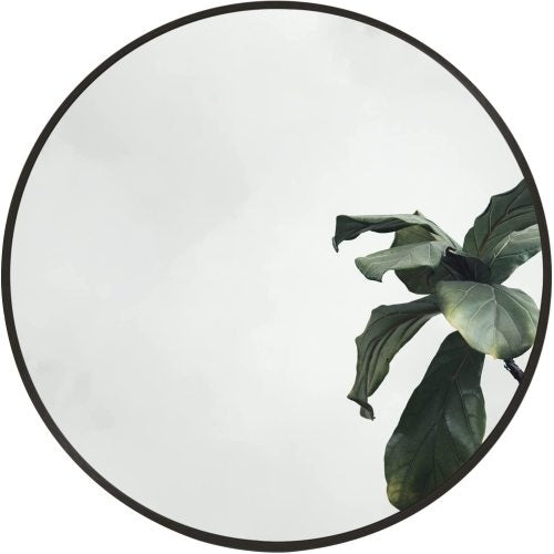 Black 16 Inches Metal Round Bathroom Mirror