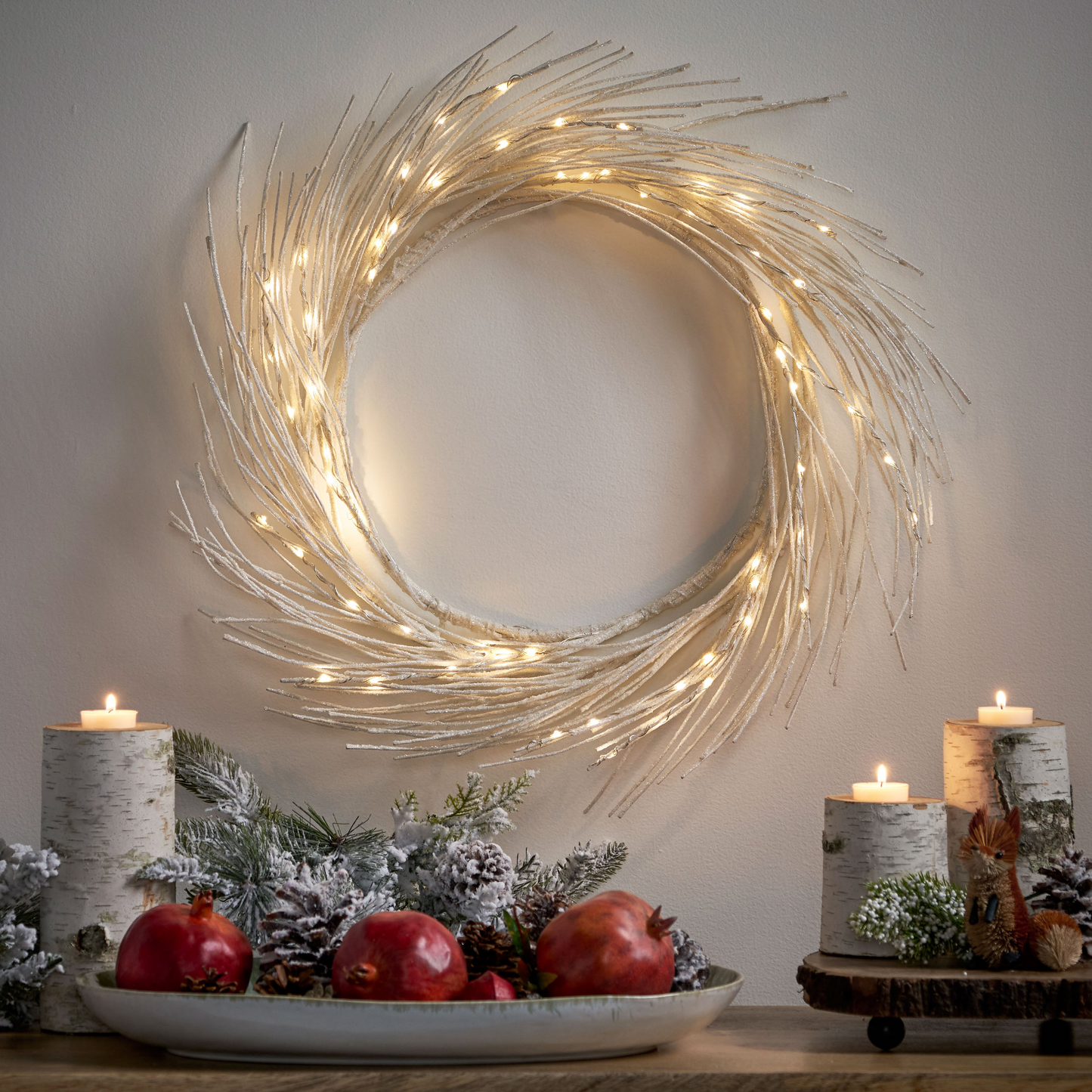 Round Mirror with Luxury Flower Wreath