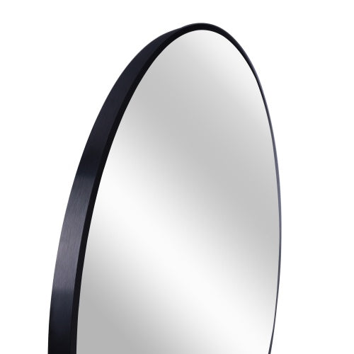 Black 16 Inches Metal Round Bathroom Mirror