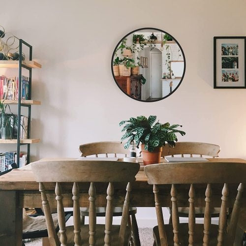 Round Mirror with Luxury Flower Wreath